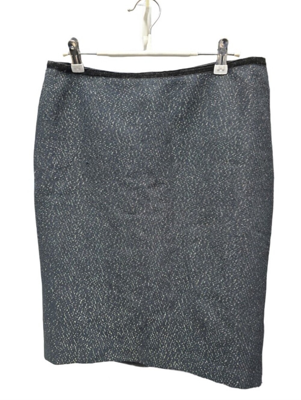 Talbots Tweed Pencil Skirt Sz. 8 Black Gold Metallic Lined Classic